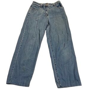 Vintage AT denim jeans high waisted flare bell bottoms sz 6 hemmed petite women